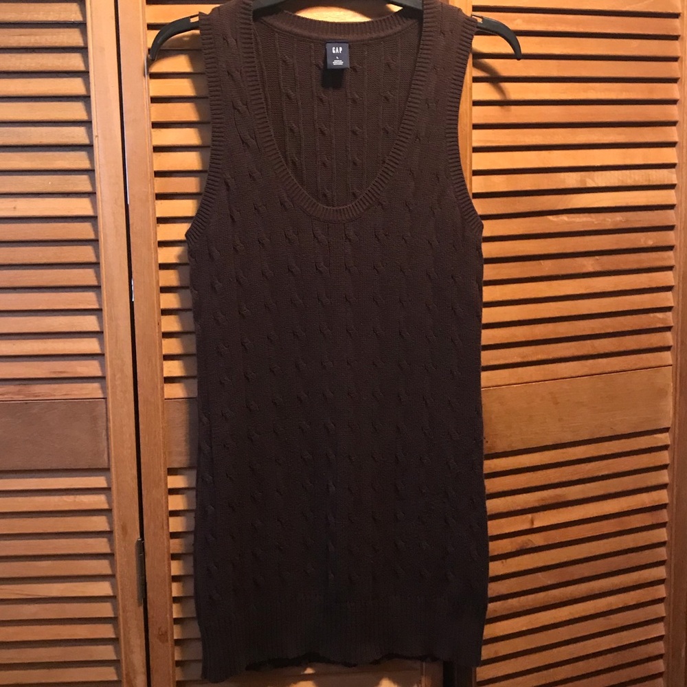 Gap Brown Long Cable Knit Sweater Vest